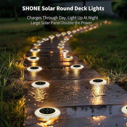 Solar Dock Lights, Crazy 48 LEDs Super Bright Disc Driveway Light, Outdoor Waterproof Flat Low Profile, Anti-Trip & Anti-Slip for Marine, Ground, Pool, Pier, Deck (Warm White, 6Pack)