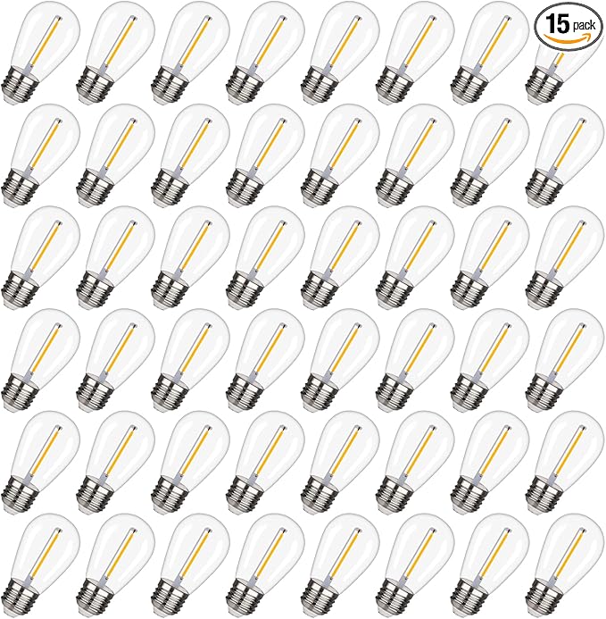 BORT 48Pack S14 LED Replacement Light Bulb, Shatterproof Outdoor String Light Bulbs, 1 Watt to Replace 11Watts | Lumora