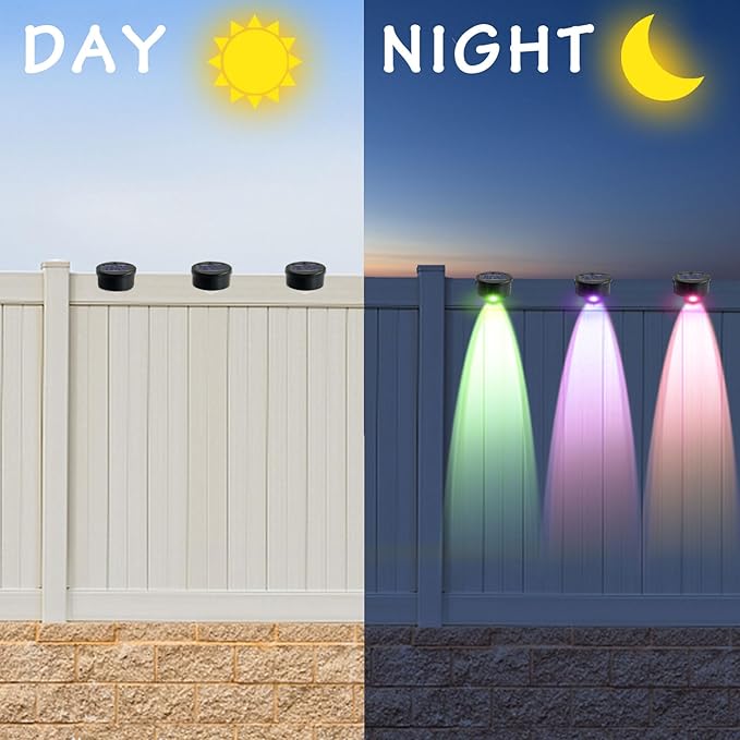 K.E.J. Solar Pool Side Lights Color Changing Solar Deck Lights Outdoor LED Step Light Waterproof Pool Accessories Decor for Stairs Fence Yard Driveway Pathway Yard Backyard Garden (8Pcs)