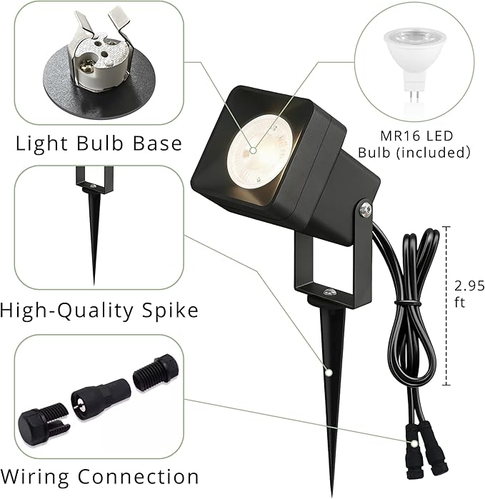 Low Voltage Landscape Lighting, 12V Aluminum Outdoor Landscape Lights with Connectors, 5W 3000K Warm White IP65 | Lumora