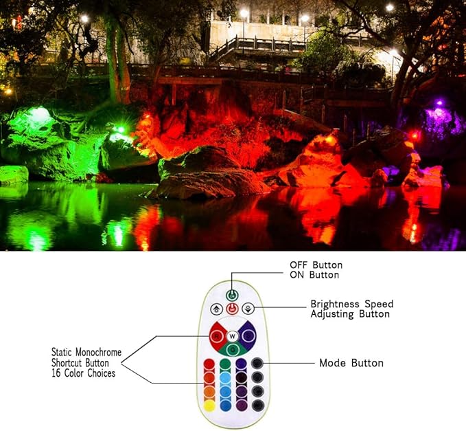 10W Low Voltage Landscape Lighting RGB Color Changing LED Landscape Lights Remote Control Waterproof Garden Patio | Lumora