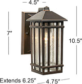 Kathy Ireland Sierra Craftsman Art Deco Outdoor Wall Light Fixture Rubbed Bronze Metal 10 1/2" Frosted Seeded Glass | Lumora