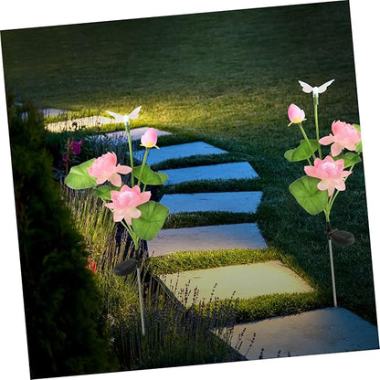 HANABASS Color Changing Solar Lotus Lights Dragonfly Waterproof LED Garden Decor for Outdoor Lighting Solar Pathway Lights for Landscape Decoration