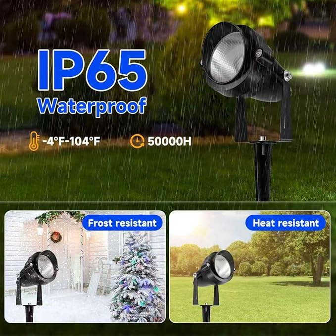 Christmas Outdoor Spot Lights, 12V Color Changing Landscape Lighting with Remote & Timer (4H/6H/8H), IP65 Waterproof Aluminum RGB Spotlights for Garden, Yard, House, Pathway Decor (1 Lights)