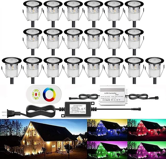 Low Voltage LED Deck Light Kit Multi-Color RGB Waterproof Recessed Wood Decking Stairs Garden Yard Patio Decor Lamp | Lumora