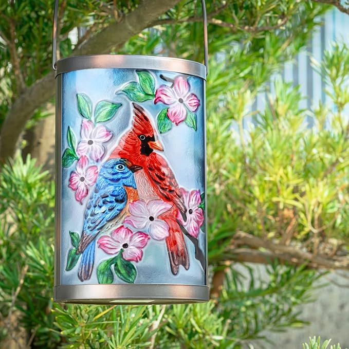 Hanging Solar Lantern Outdoor Bluebird Waterproof LED Cardinal Light Decorative Tabletop Lamp for Patio Garden Yard | Lumora
