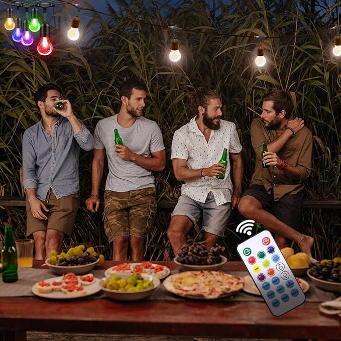 35FT Outdoor String Lights, 16 Shatterproof Edison Bulbs, Dimmable RGB Color Changing Patio Lights with Remote. | Lumora