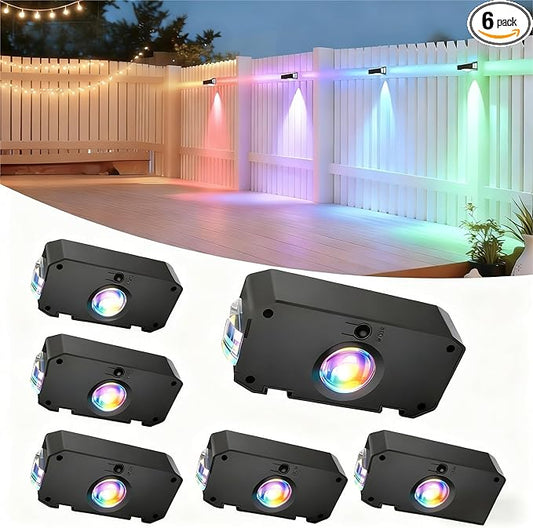 Solar Lights Outdoor Waterproof,RGBWW Spotlight Lens,Solar Lights Outdoor Decorative,10 Colors for Patio,Garden Walls (WL22-6P)