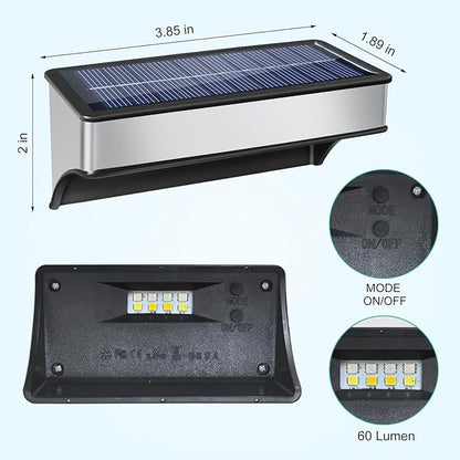 8 Pack Solar Fence Lights Outdoor RGB and 10 Colors Stainless Steel Dusk to Dawn Deck Light Bright Step Lights Waterproof Led Solar Outdoor Light for Backyard Stairs, Patio