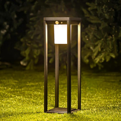 Solar Pathway Lights Outdoor, Aluminum Waterproof Floor Lamp, 3 Lighting Modes with Motion Sensor, 600 Lumens Super Bright Outdoor Lamp for Garden Backyard Patio Porch Decor, 20" Black