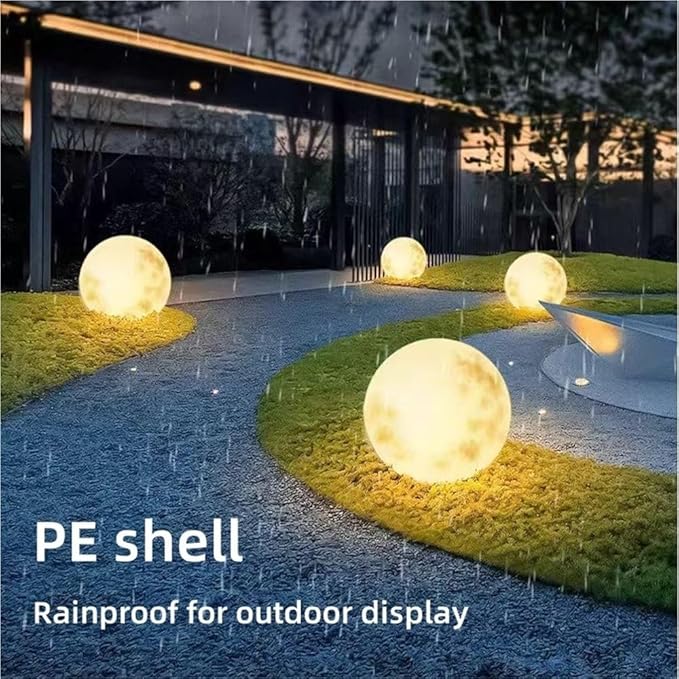 Outdoor Solar Light Decor, Solar Powered Moon Lamp, Glowing Moon Decoration, Globe Garden Light, Orb Illumination for Garden, Patio, Yard Pathway Decor(X-Large)