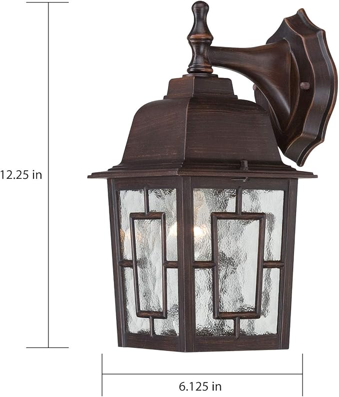 Nuvo Lighting 60/4922 Banyon One Light Wall Lantern/Arm Down 100 Watt A19 Max. Clear Water Glass Rustic Bronze | Lumora