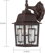 Nuvo Lighting 60/4922 Banyon One Light Wall Lantern/Arm Down 100 Watt A19 Max. Clear Water Glass Rustic Bronze | Lumora