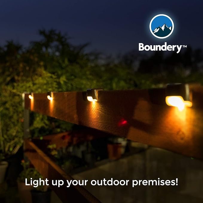 Solar Step Lights by Boundery - Premium LED Solar Waterproof Deck Decor & Fence Lights - Solar Powered Outdoor Lights for Deck, Dock, Steps, Porch, Pathways, Stairs, Railings - (4 Pack)