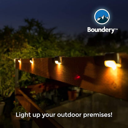 Solar Step Lights by Boundery - Premium LED Solar Waterproof Deck Decor & Fence Lights - Solar Powered Outdoor Lights for Deck, Dock, Steps, Porch, Pathways, Stairs, Railings - (4 Pack)