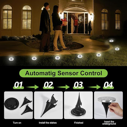 Solar Lights - 8 Pack Outdoor Waterproof, Solar Powered Deck & Landscape Lights for Outside Patio, Pathway, Yard, Lawn, Driveway, Deck, Step, Walkway (Cold)