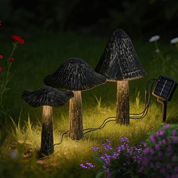 Solar Lights Outdoor Decor, Solar Metal Mushroom Yard Decorations Outdoor, IP65 Waterproof Garden Decor, Gifts for Women Mom, for Yard Patio Lawn Pathway Landscape
