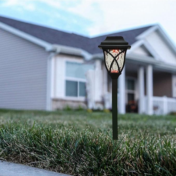 Zerodeko 4pcs Waterproof Outdoor Solar Yard Lights LED Lawn Pathway Solar Garden Lamps for Courtyard Landscape Decoration with RGB Blue Light, Solar-Powered Walkway Lighting Set