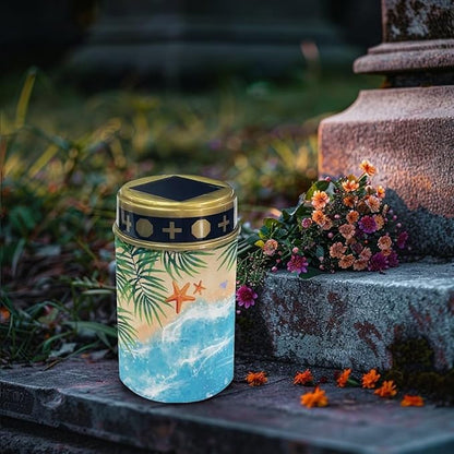 Beach Solar Lights Outdoor Waterproof Leaves Decorative Cemetery Solar Light for Grandma Outdoor Lighting
