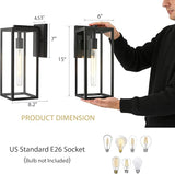 Bestshared Outdoor Wall Sconce, 2-Pack 15 Inch Exterior Wall Lanterns with Clear Glass, Anti-Rust Black Porch | Lumora