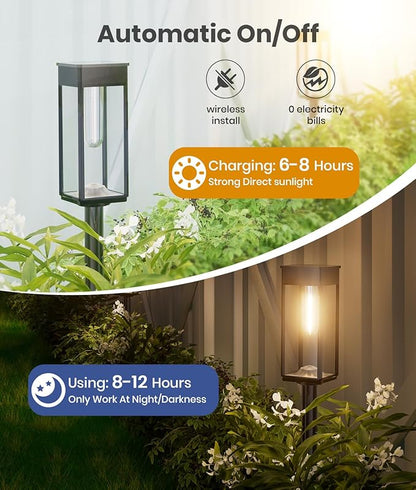 Solar Pathway Lights Outdoor, 4 Pack Bright Solar Lights Outdoor, IP65 Waterproof Solar Garden Lights Solar Powered Landscape Lighting for Yard Patio Walkway Driveway Pathway (Warm White)
