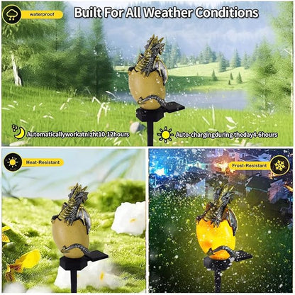 Solar Energy Dragons Pet Light, Garden Decoration Resin Cute Animal Ground Lamp,Wireless Dusk to Dawn LED Sconce Lights Waterproof.