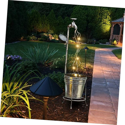 Uonlytech Solar Kettle Light para Cuartos Outdoor Solar Light Water Spigot Watering Can with Fairy Lights Garden Stake LED Lights Solar Garden Decor Solar Lights Yard Decor Silver
