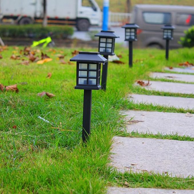 Homoyoyo 5pcs Solar Led Ground Lamp Outdoor Solar Lights for Pathway Garden Walkway Driveway Warm Light
