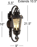John Timberland Marseille Rustic Industrial Outdoor Wall Light Fixture Veranda Bronze Scroll 21 1/2" Champagne | Lumora