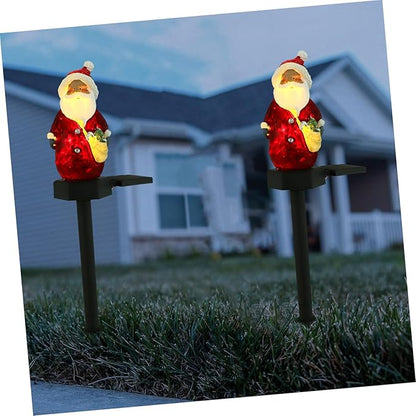 2pcs Santa Solar Stake Light Decorative Solar Lights for Garden Pathway Easy Installation Powered Outdoor Lawn Lamp for Christmas Decorations and Atmosphere