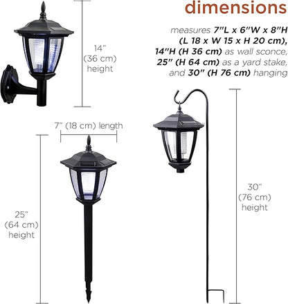 Alpine Corporation 8" Tall Hanging/Wall/Stake Outdoor Solar Powered Lantern with LED Light