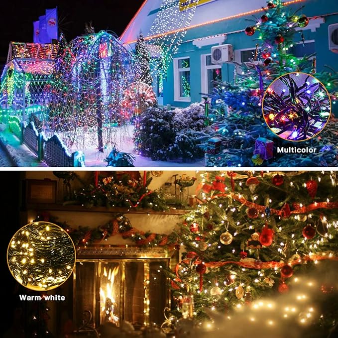 AmyHomie Color Changing Halloween Lights, 108Ft 300LED Warm White&Multicolor Christmas String Lights, 8 Modes | Lumora