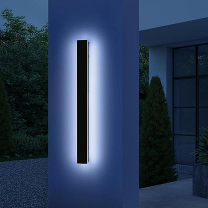 Mikeru 47.2" Outdoor Wall Sconce 6000K Cool White - IP65 Waterproof Black Exterior Light, Hardwired Wall Mounted Fixture for Porch, Patio & Entryway | Non-Dimmable Weatherproof Design