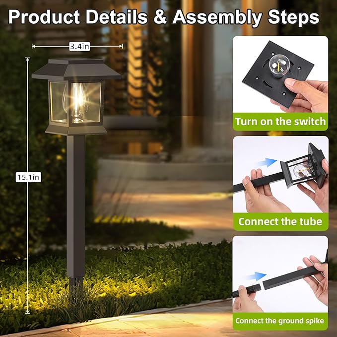 10 Pack Solar Lights for Outside Walkway Pathway Driveway Outdoor Waterproof Led Landscape Lighting for Garden Yard | Lumora
