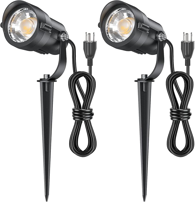 HIBOITEC 12W Spot Lights Outdoor 110V to 120V Landscape Lighting Waterproof Spotlight with 4.9ft 3-Plug LED Plug in | Lumora