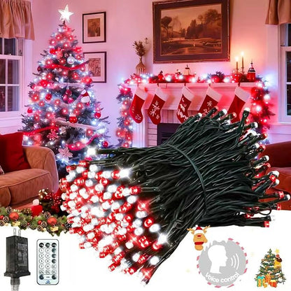 2026 New Voice Control 88ft 240LED Smart Christmas String Lights Outdoor/Indoor | String Lights with Remote, 12Modes, 7Voice Commands & Timers, Christmas Twinkle Light for Xmas Tree Decor(Red & White)