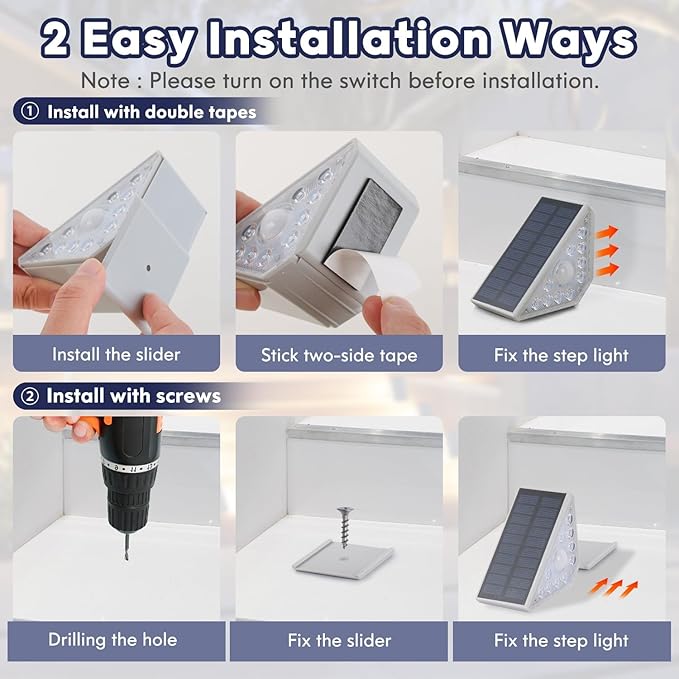 16-Pack Motion Sensor Solar Step Lights for Outside, Outdoor Stair Lights Waterproof IP67, Solar Powered LED | Lumora