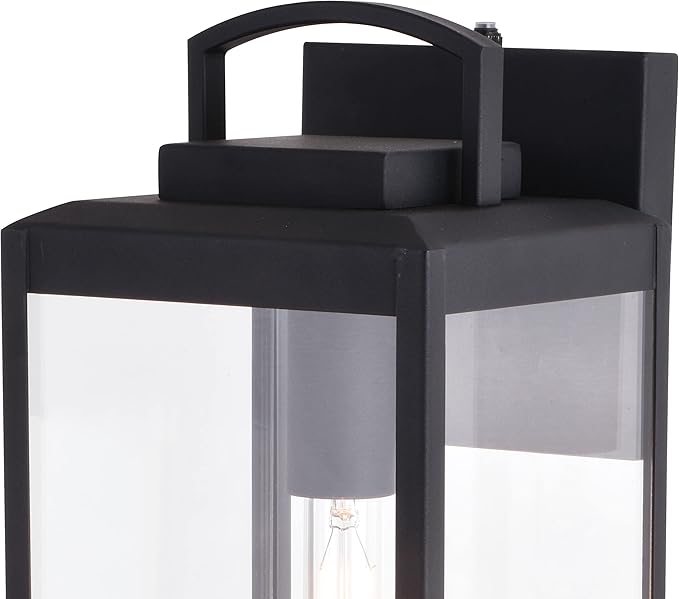VAXCEL Kinzie Outdoor Porch Light, 7" W x 19" H Black Outdoor Lantern, Modern Dusk to Dawn Wall Light for Porch | Lumora