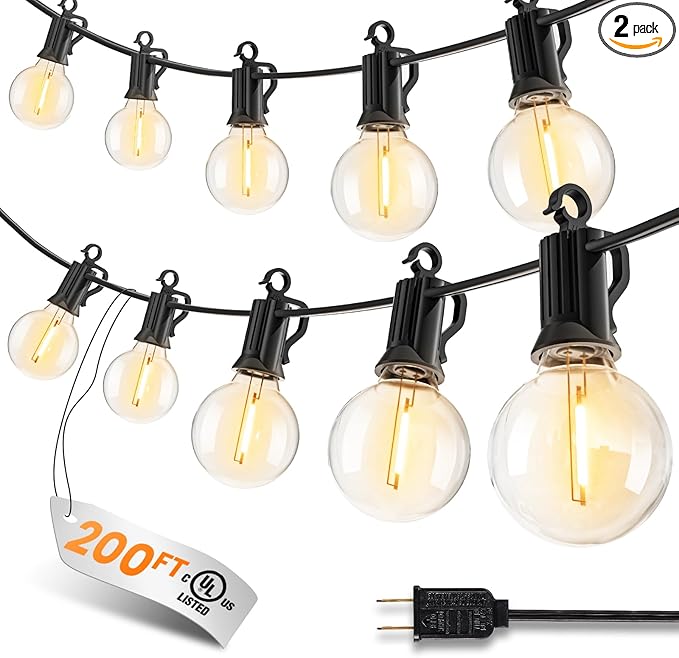 Outdoor String Patio Lights, 200FT 100 LED Patio Lights Waterproof, Connectable Shatterproof Hanging Outside String | Lumora