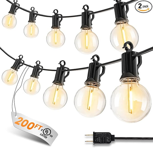 Outdoor String Patio Lights, 200FT 100 LED Patio Lights Waterproof, Connectable Shatterproof Hanging Outside String | Lumora