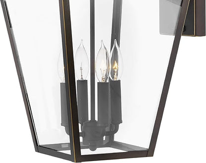 Hinkley Alford Place 2568OZ-LL Extra Large Outdoor LED Wall Mount Lantern - Die Cast Aluminum Frame, Sealed Clear Glass, Dimmable - Oil Rubbed Bronze