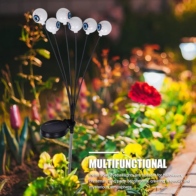 Mikikit Halloween Solar Eyeball Pathway Lights Led Outdoor Decorations for Garden Party Spooky Solar Powered Eyeball Lights for Halloween Christmas