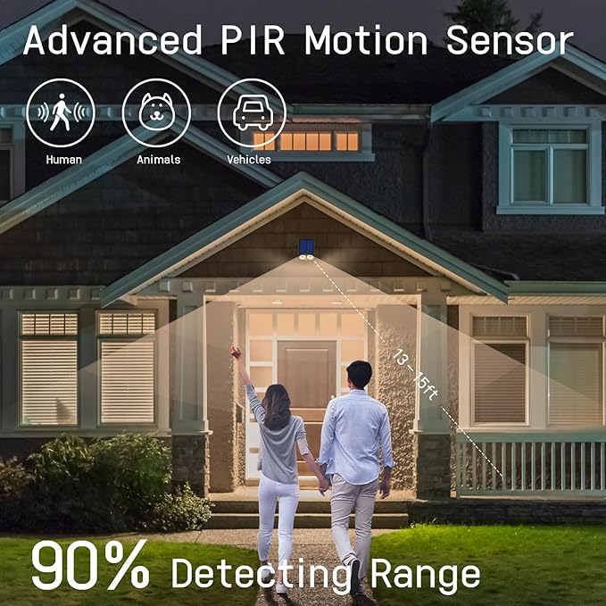 Solar Spot Lights Outdoor Motion Sensor, IP65 Waterproof Bright 2-in-1 Solar Wall Lights, Auto On/Off, LED Solar Landscape Spotlights for Garden, Yard, Pathway, Driveway, Walkway