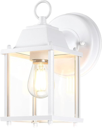 LIT-PaTH Outdoor Wall Lantern, Wall Sconce as Porch Lighting Fixture, E26 Base, Aluminum Housing Plus Glass, Water-Proof and Outdoor Rated, ETL Qualified, 1-Pack, White