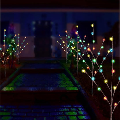 Retisee Garden Christmas Solar Lights - 2 Sets 8 Pcs LED Twig Stake Outdoor Decor - Solar Firefly Christmas Tree Light - 160 LED C6 Fairy Light for Lawn Pathway Xmas Yard Stake