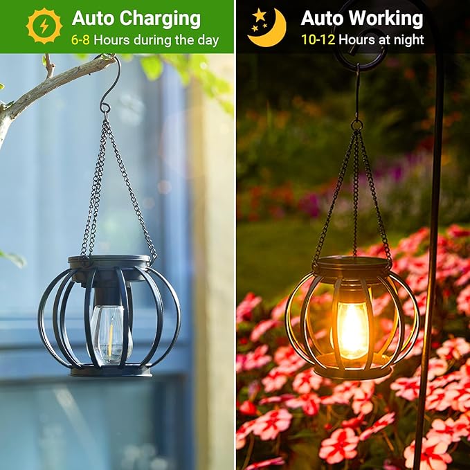 KOOPER Solar Lanterns Outdoor Lights +Solar Pathway Lights Outdoor