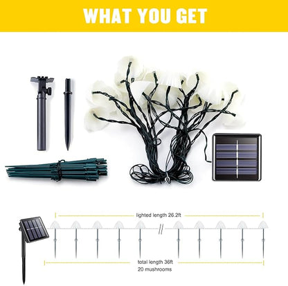 JMEXSUSS Solar String Lights Outdoor Waterproof, Solar Christmas Lights for Garden Patio Yard Tree Party Christmas Decorations, Mushroom