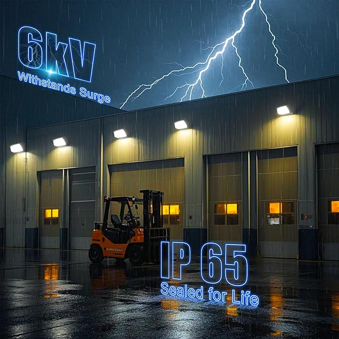 Lightdot 6Pack 250W LED Wall Pack Lights, 100-277v Dusk to Dawn Photocell | 37500Lm(150Lm/W) 5000K IP65 Outdoor Flood Lighting for Yard,Warehouse,Factory,Building,Garage, ETL(Height:20~40ft)