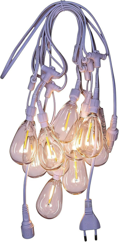48FT LED Outdoor String Lights with 15 Edison Shatterproof Bulbs, Weatherproof Strand, Commercial Grade Patio Lights, Decorative for Garden or Patio, New Version
