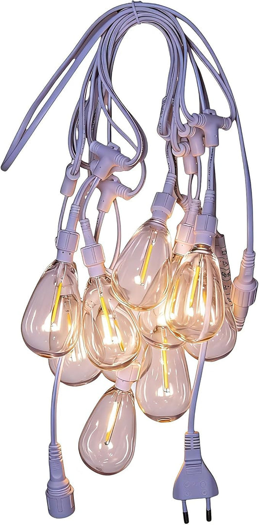 48FT LED Outdoor String Lights with 15 Edison Shatterproof Bulbs, Weatherproof Strand, Commercial Grade Patio Lights, Decorative for Garden or Patio, New Version